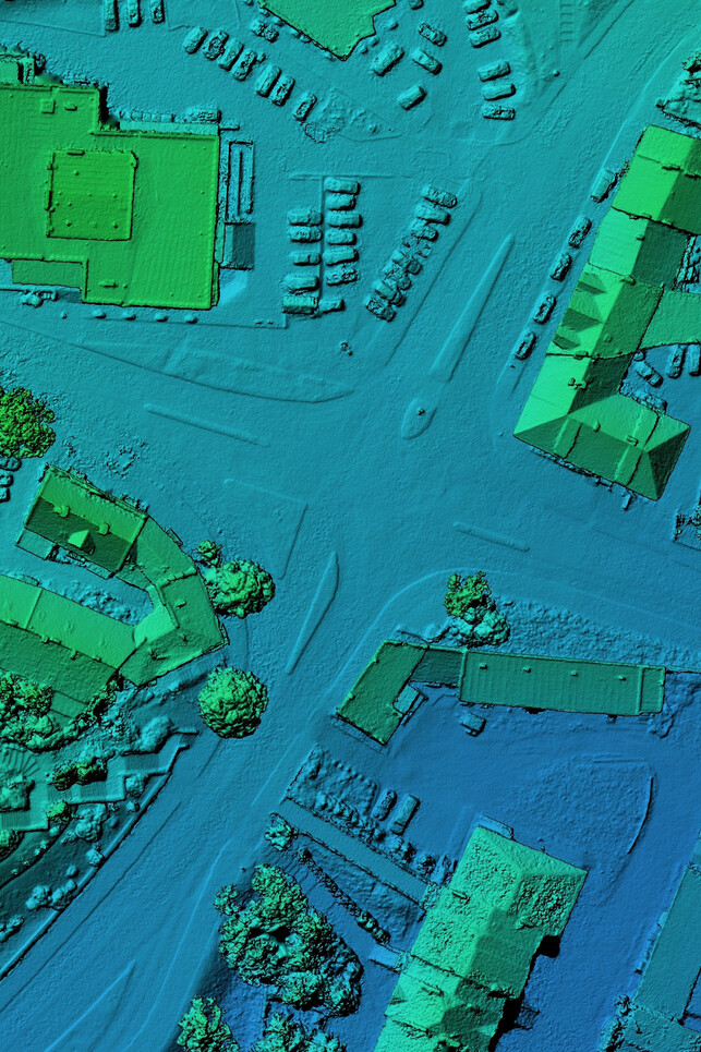 Digital elevation model of an urban area.