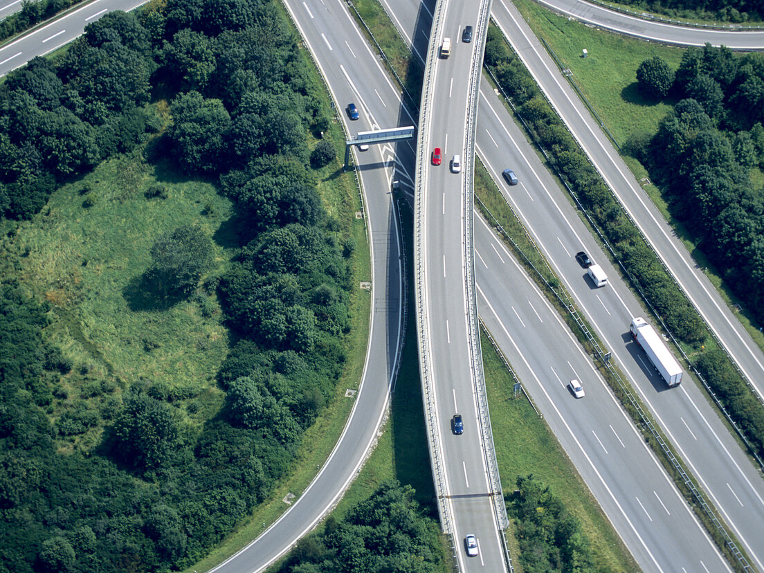 Aerial View of a Highway Intersection